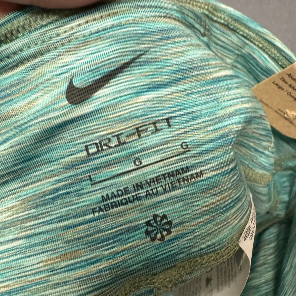 Nike Leggings Kids Girls Large One Dri-FIT Teal Space Dye Activewear Gym NEW